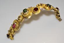 Armband, Granulation, Farbsteine und Brillanten